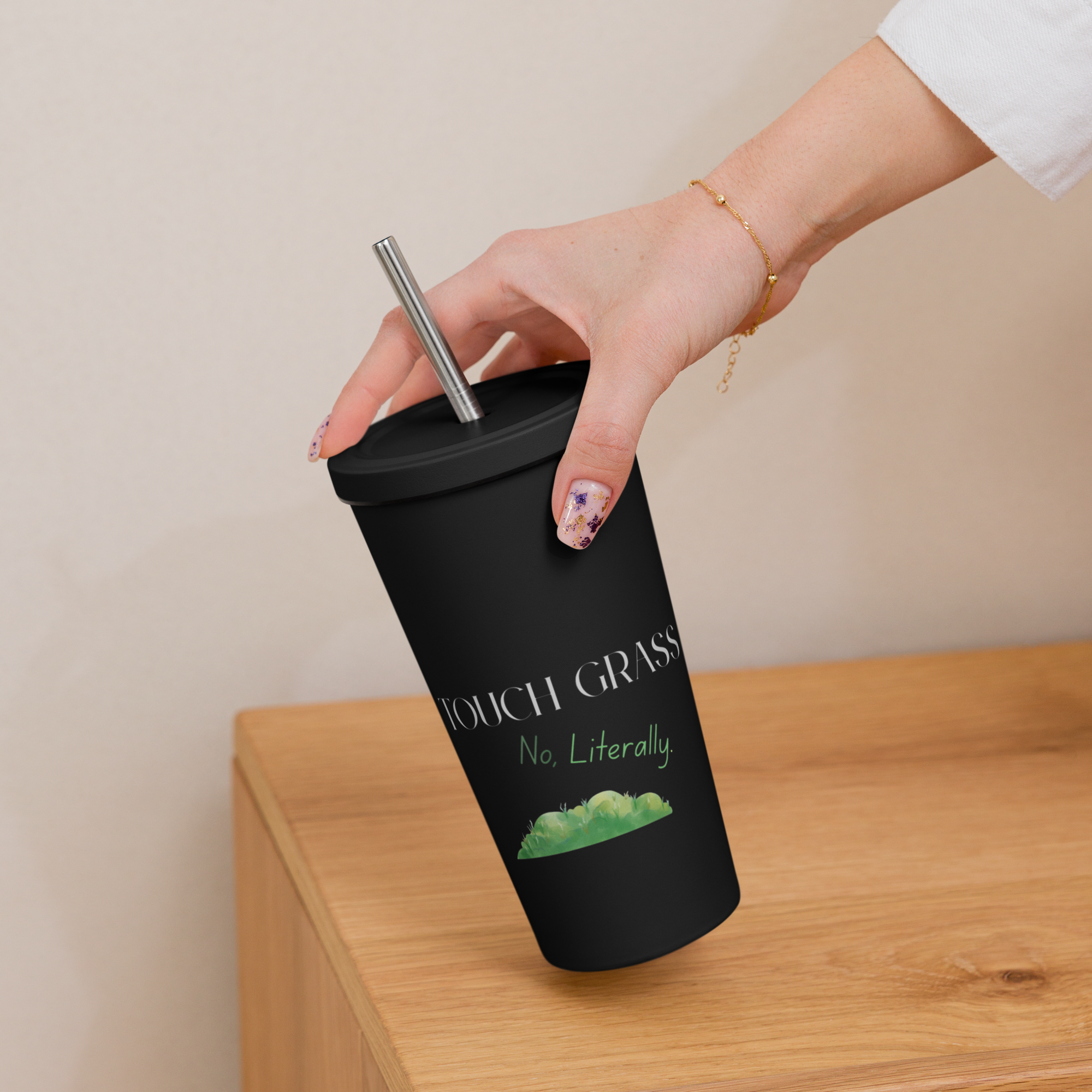 Touch Grass - Black Insulated Tumbler