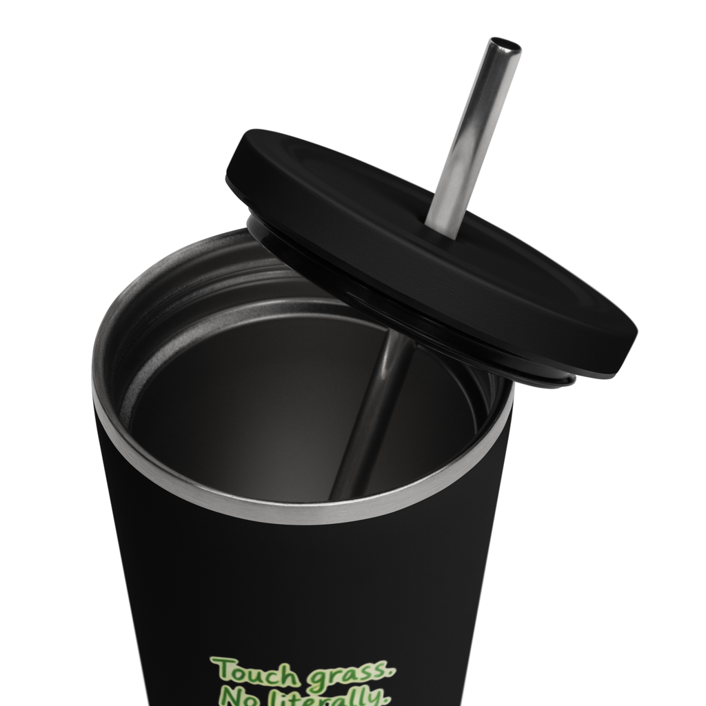 Touch Grass. No Literally - Black Insulated Tumbler