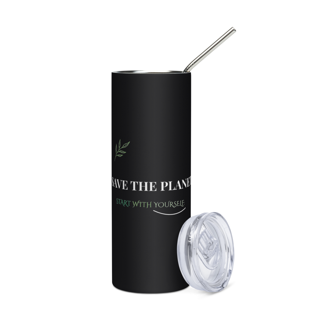 Save The Planet - Black Stainless Steel Tumbler